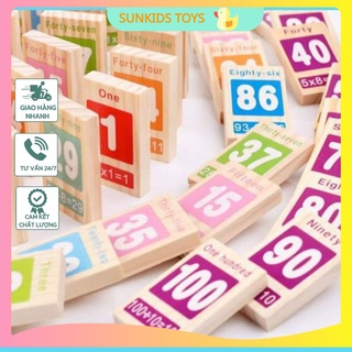 Bộ đồ chơi gỗ domino 100 số bằng gỗ