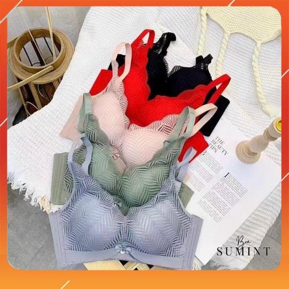 Áo lót nữ cao cấp siêu mềm không gọng nâng ngực quai áo bản to đệm mút 3cm phối ren tiểu thư A19085