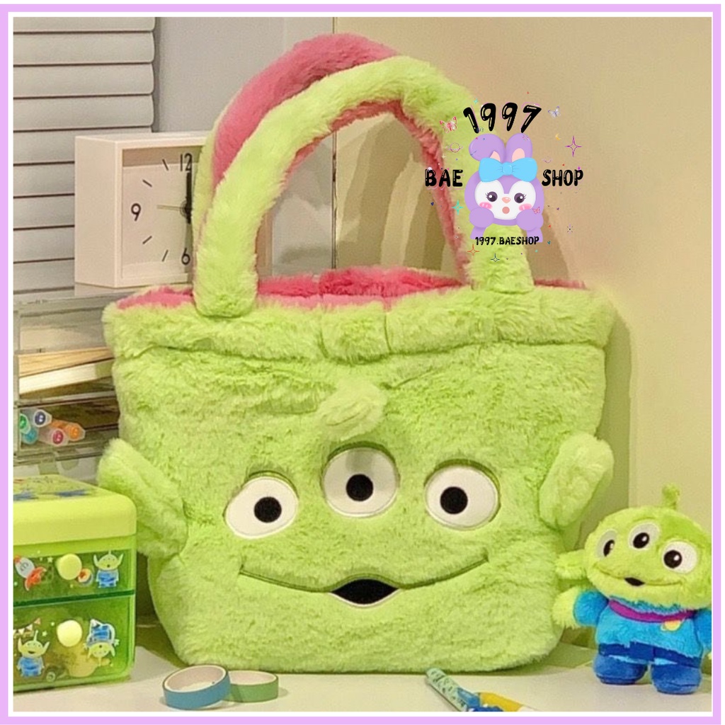 Túi xách lông gấu dâu Lotso x Alien 2 mặt có thể lật