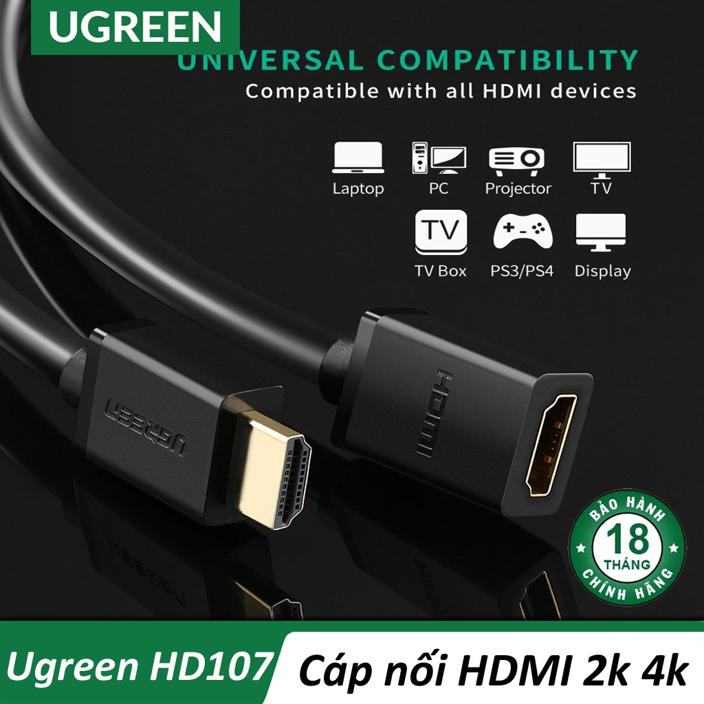 Cáp HDMI nối dài hỗ trợ 4K 2K chính hãng Ugreen HD107