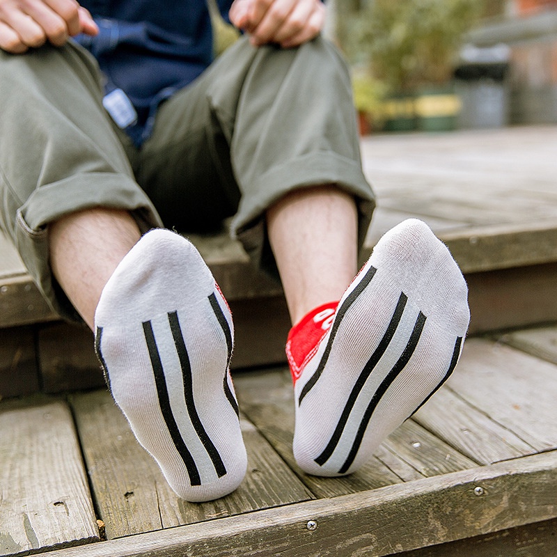 Vớ Cotton Canvas Thể Thao Cổ Thấp In Hình Mô Phỏng Vui Nhộn Phong Cách Nhật Bản Cho Nam