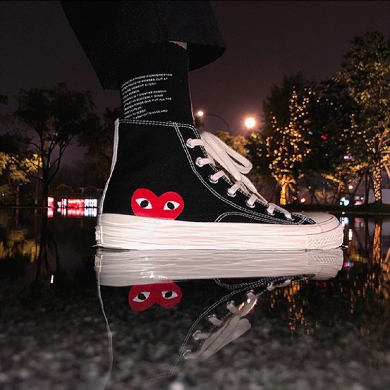 [OD] Giày vải dáng converse hoạ tiết trái tim thấp và cao cổ