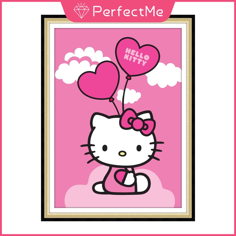 Bộ tranh đính đá 5D họa tiết hoạt hình Hello Kitty độc đáo DIY 30x40cm trang trí nhà cửa