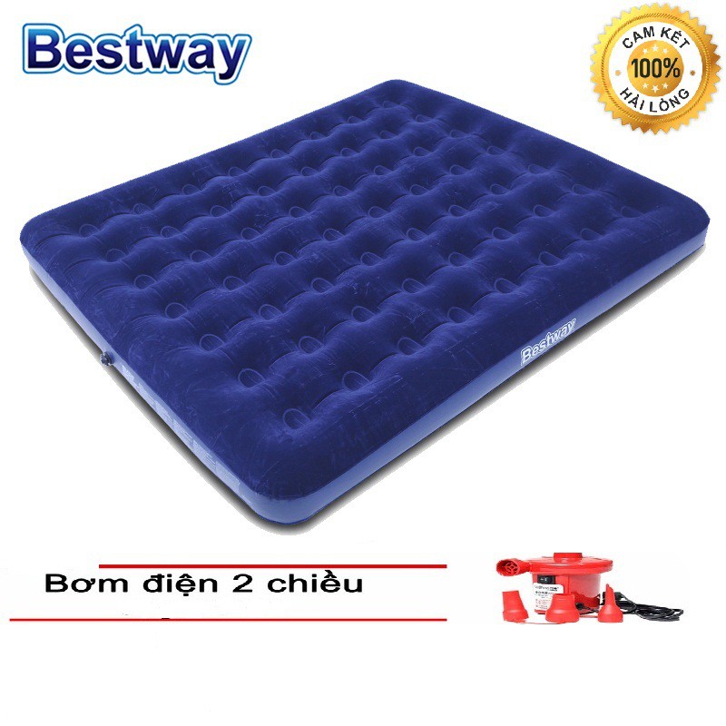 Nệm hơi đệm hơi tiện dụng Bestway 67004 cỡ 1,8m x 2m x 22cm kèm bơm hơi bảo hành dài hạn