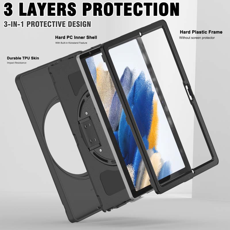 Ốp Máy Tính Bảng Có Giá Đỡ Xoay Chống Rơi Chống Sốc Cho Samsung Galaxy Tab A8 10.5 inch SM-X200 X205