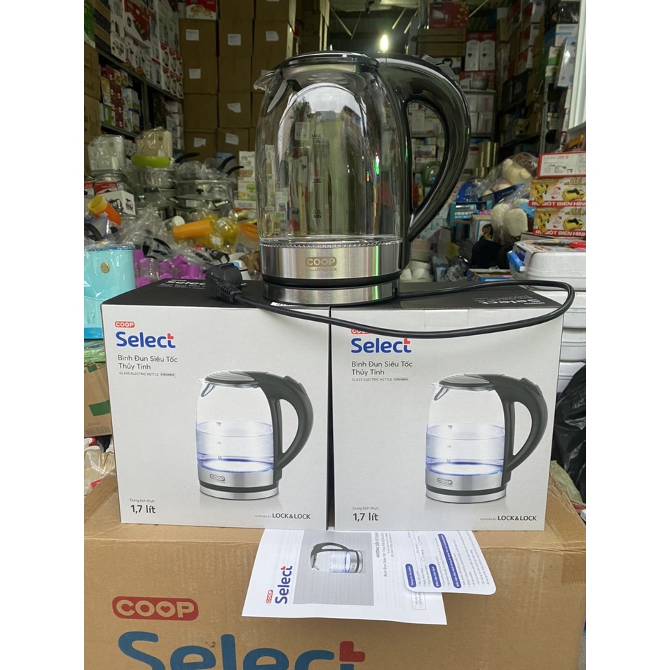 Bình đun siêu tốc thủy tinh Coop Select 1,7L, Hàng lock lock