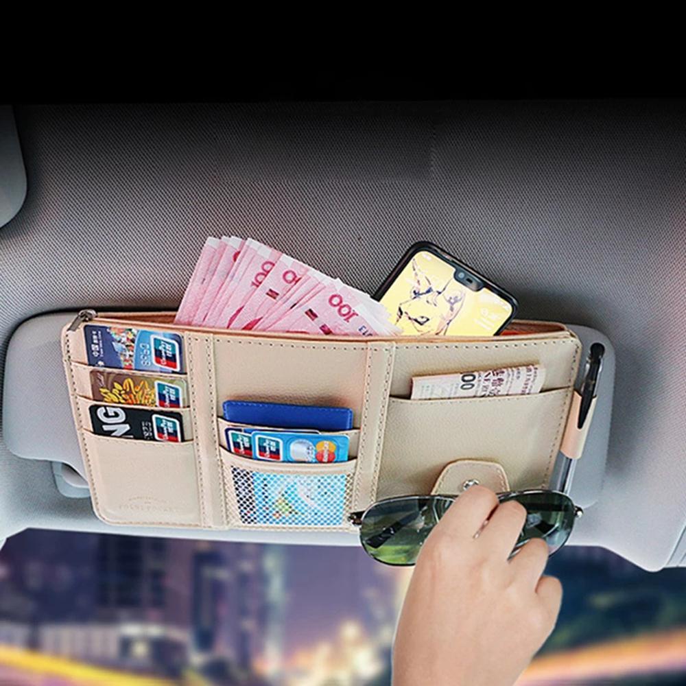 Túi Da PU Đựng Mắt Kính Kẹp Tấm Che Nắng