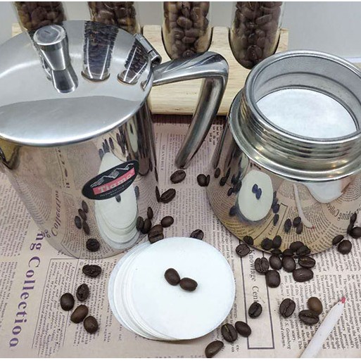 Giấy lọc cà phê màu trắng coffee filter cho ấm Moka pot !!!