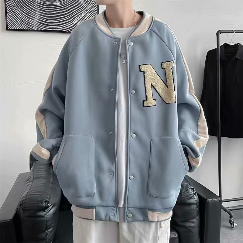 Áo khoác bóng chày nam da nữ sắc thời trang cho trang màu áo dài tay Hàn Quốc simple retro ifashion jacket unisex túi new tops for men