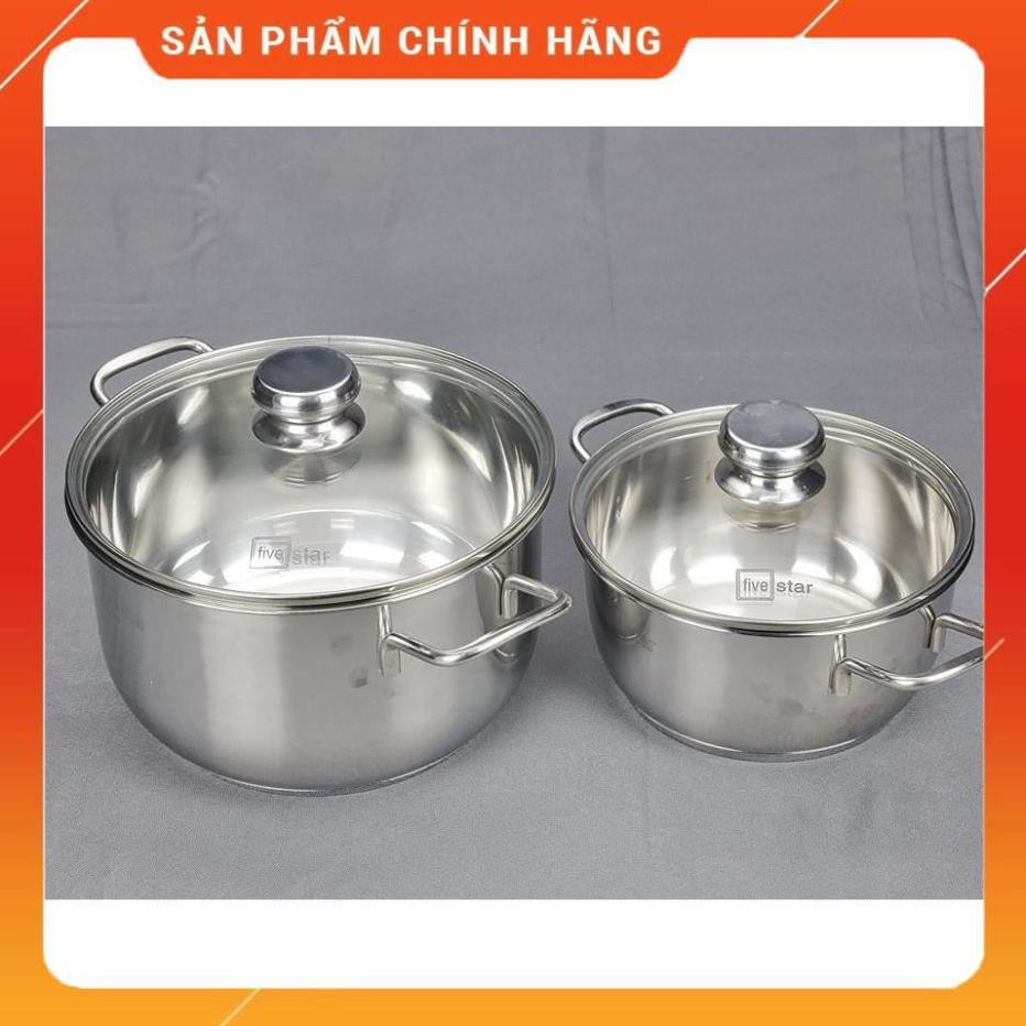 ♥️ [FreeShip]  Bộ nồi inox Fivestar 5 chiếc 3 đáy vung kính, Hàng chính hãng - Bảo hành 5 năm