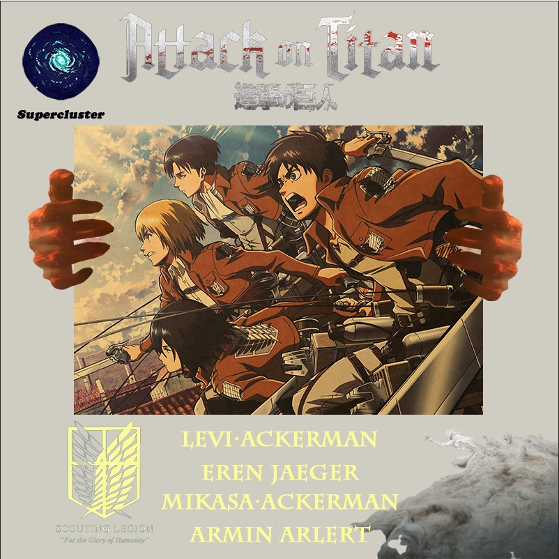 Áp Phích Trang Trí Nội Thất Hình Attack On Titan Levi "50X35Cm