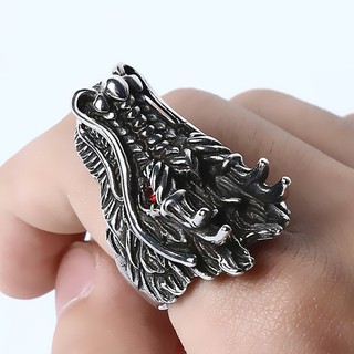 Nhẫn nam đầu rồng đen cho chàng trai mạnh mẽ Ri01