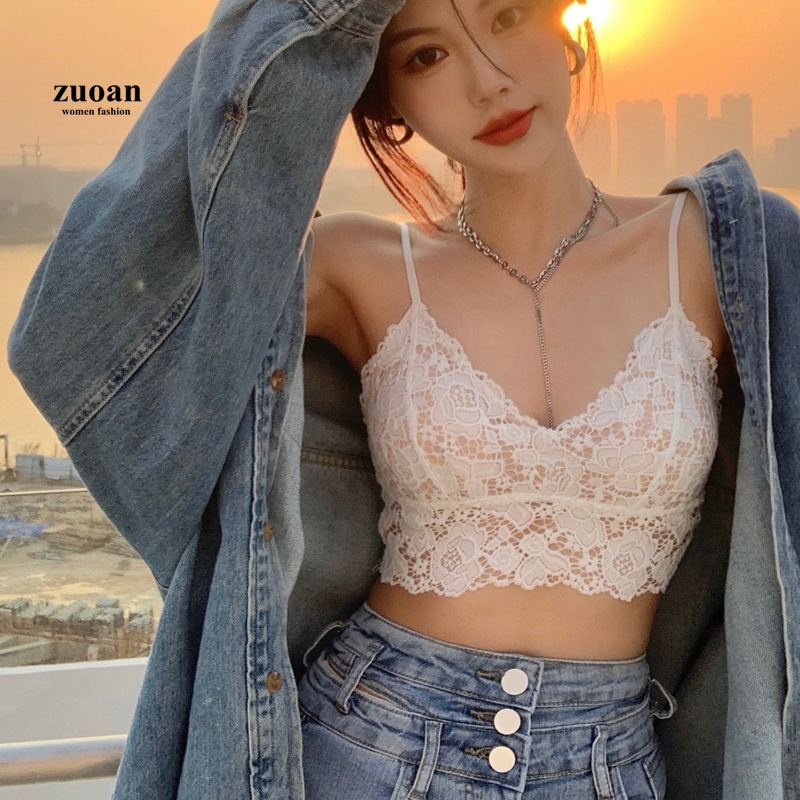 Áo hai dây SUXI phối ren kiểu dáng quyến rũ cho nữ