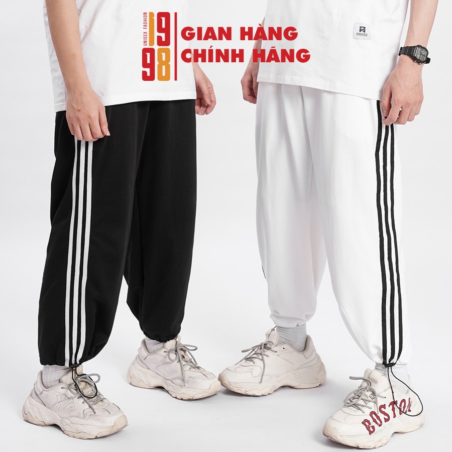 Quần jogger nam nữ 3 sọc form ống rộng suông hoặc rút dây ( Ảnh Thật ) thương hiệu 1998