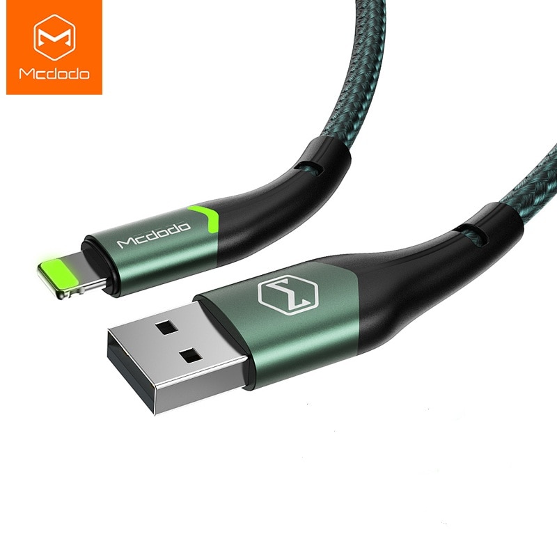 Mcdodo 2A Fast Charging For iPhone 12 Mini 11 Pro Max XS XR X 8 7 6 iPad iPod iOS Nylon Aluminum Alloy Charger Data Transmission Sync LED USB Cable