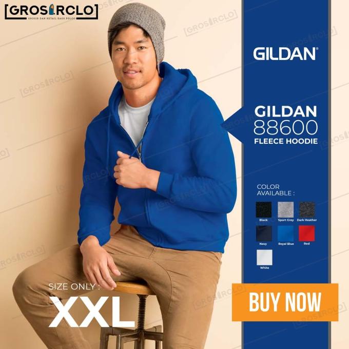Áo Hoodie khóa kéo màu trơn Gildan 88600 XXL