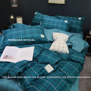 Set Chăn Ga Gối Poly Cotton 4 món - Kẻ Xanh Dương