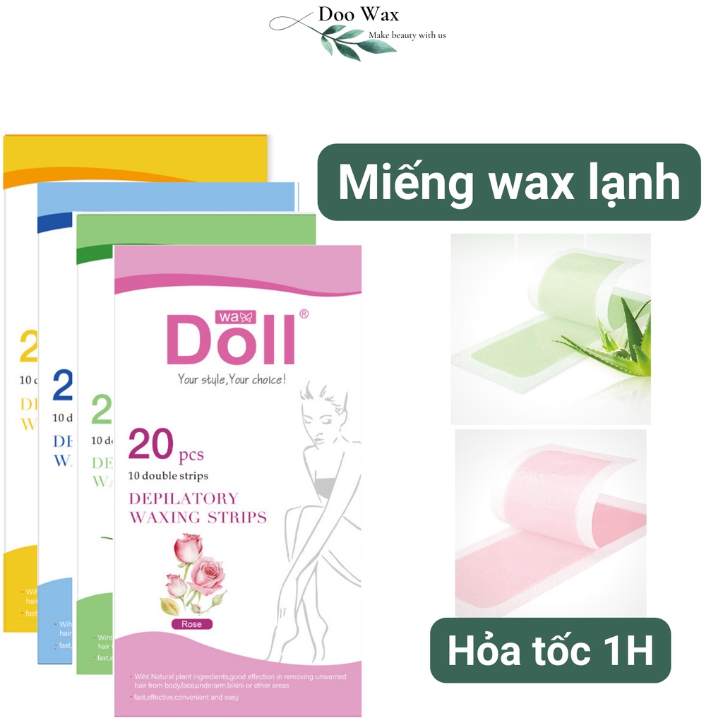 Miếng dán tẩy lông DollWax wax lạnh dùng cho cơ thể tay chân trừ nách- Combo mỡ trăn dầu dưỡng da sau waxing