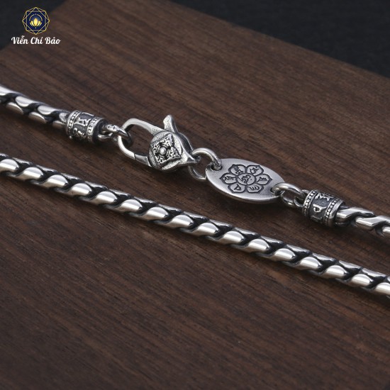 Dây chuyền bạc nam Lục tự chân ngôn chất liệu bạc Thái S925 thời trang phụ kiện trang sức nữ Viễn Chí Bảo D100217