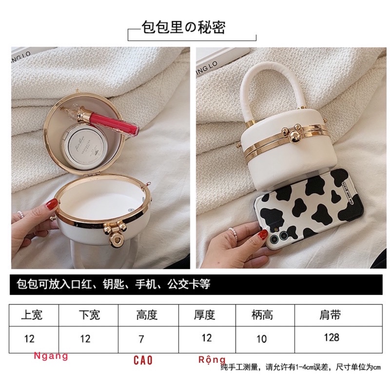 Túi hộp tròn mini lùn quai xách cao dáng siêu siêu xinh 12 màu chọn lựa mẫu mới siêu hot ♥️