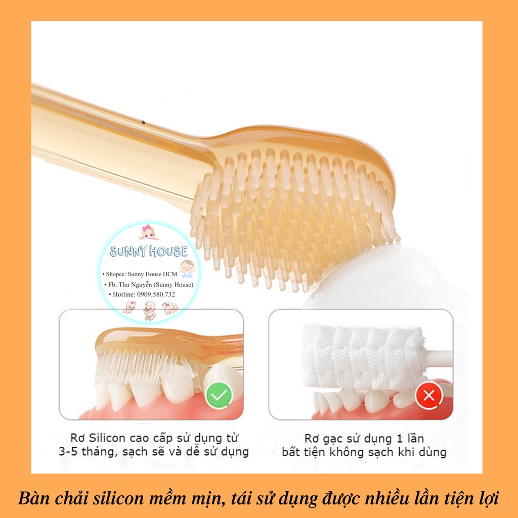 [Free Ship] Set Rơ Lưỡi + Bàn Chải Silicon Siêu Mềm Cho Bé 0 - 18 tháng Kèm Cốc Đựng