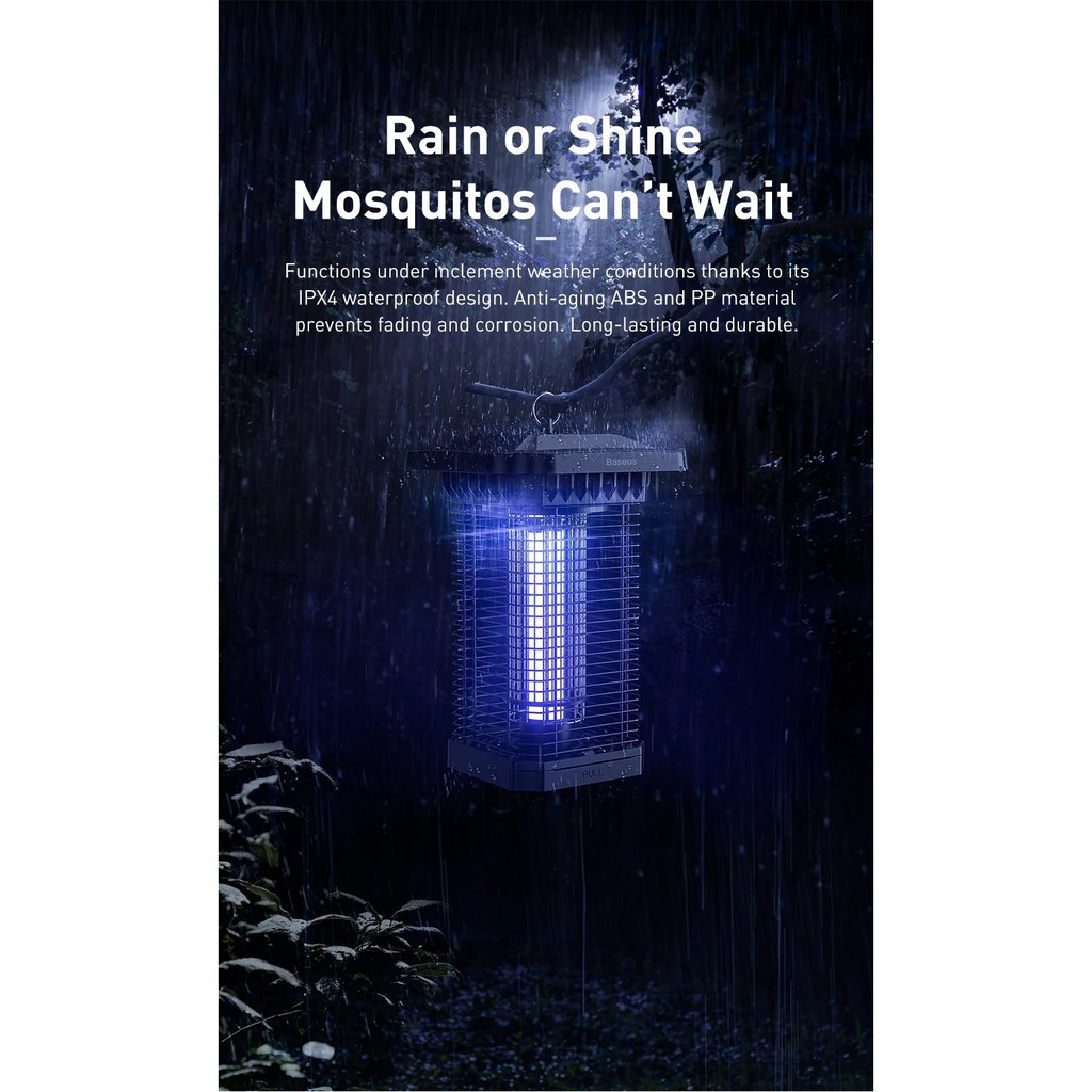 Đèn bắt muỗi và côn trùng ngoài trời chống nc tích hợp vòng bảo vệ an toàn chính hãng BASEUS