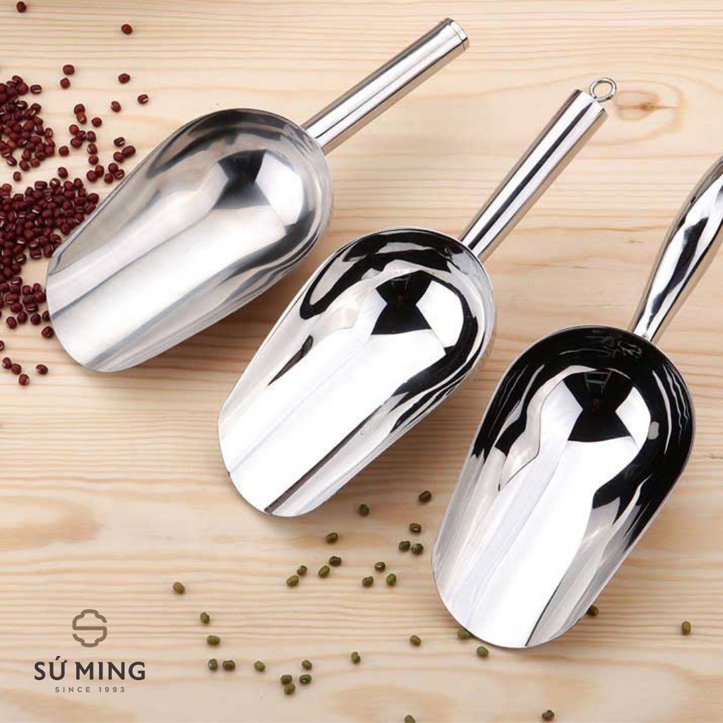 Xúc Đá Inox [CHẤT DÀY] cỡ số 4 loại phổ thông chuyên dụng cụ pha chế, giao hàng nhanh.