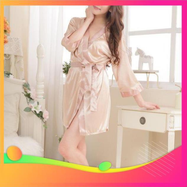 [ COSPLAY SEXY KATA - HÀNG CAO CẤP ] Áo choàng ngủ lụa satin phong cách kimono sexy