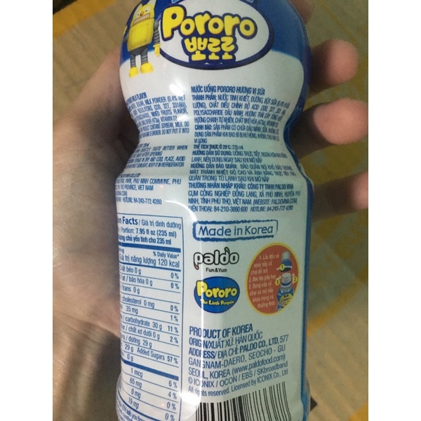 Nước trái cây Pororo Paldo Hàn Quốc chai 235ml