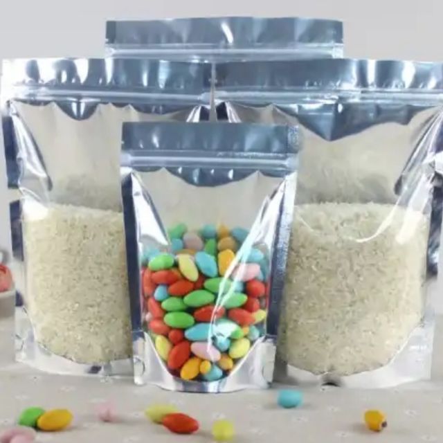 1 Kg túi zip đáy đứng - túi zip 1 mặt bạc 1 mặt trong