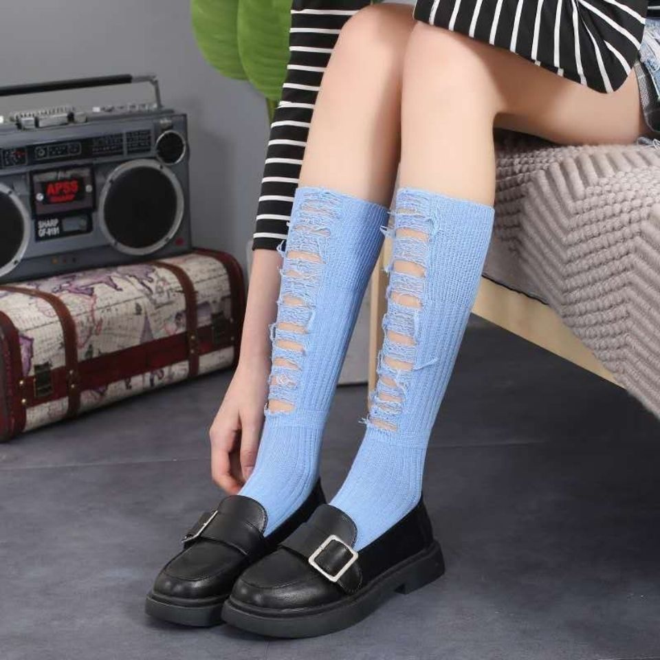 Jiashucheng Đôi Vớ Dài Bằng Vải Cotton Dệt Kim Mỏng Thời Trang Xuân Hè Cho Nữ