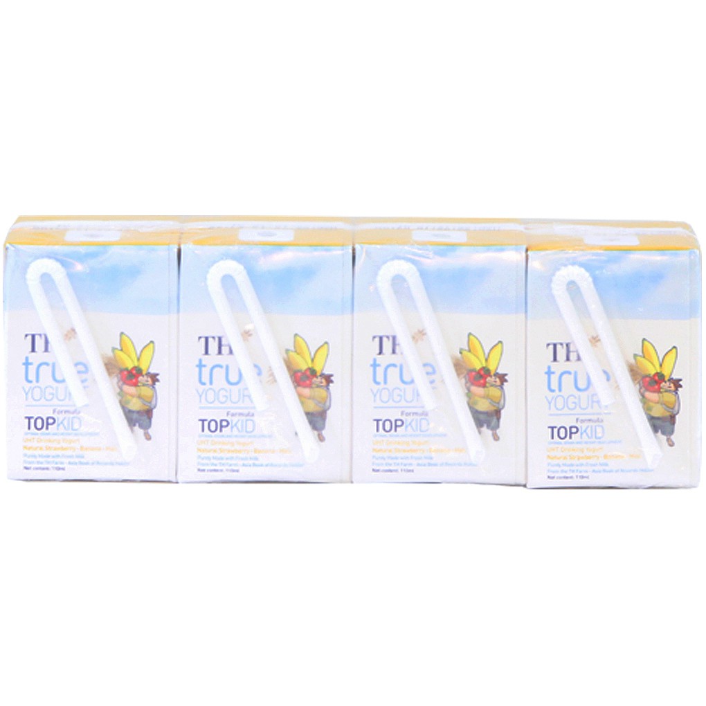 [CHÍNH HÃNG] Sữa Chua Uống Tiệt Trùng TH True Yogurt TopKid Hương Dâu - Chuối - Lúa Mạch Tự Nhiên Thùng 48 Hộp x 110ml