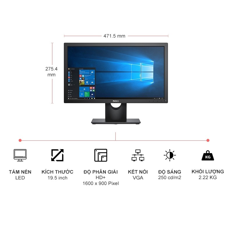 Màn hình LCD 20'' Dell E2016HV Chính Hãng