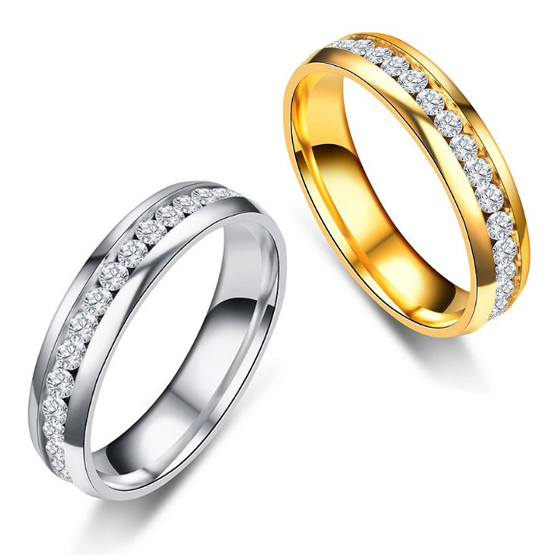 Nhẫn thép không gỉ đính đá nhiều màu sắc