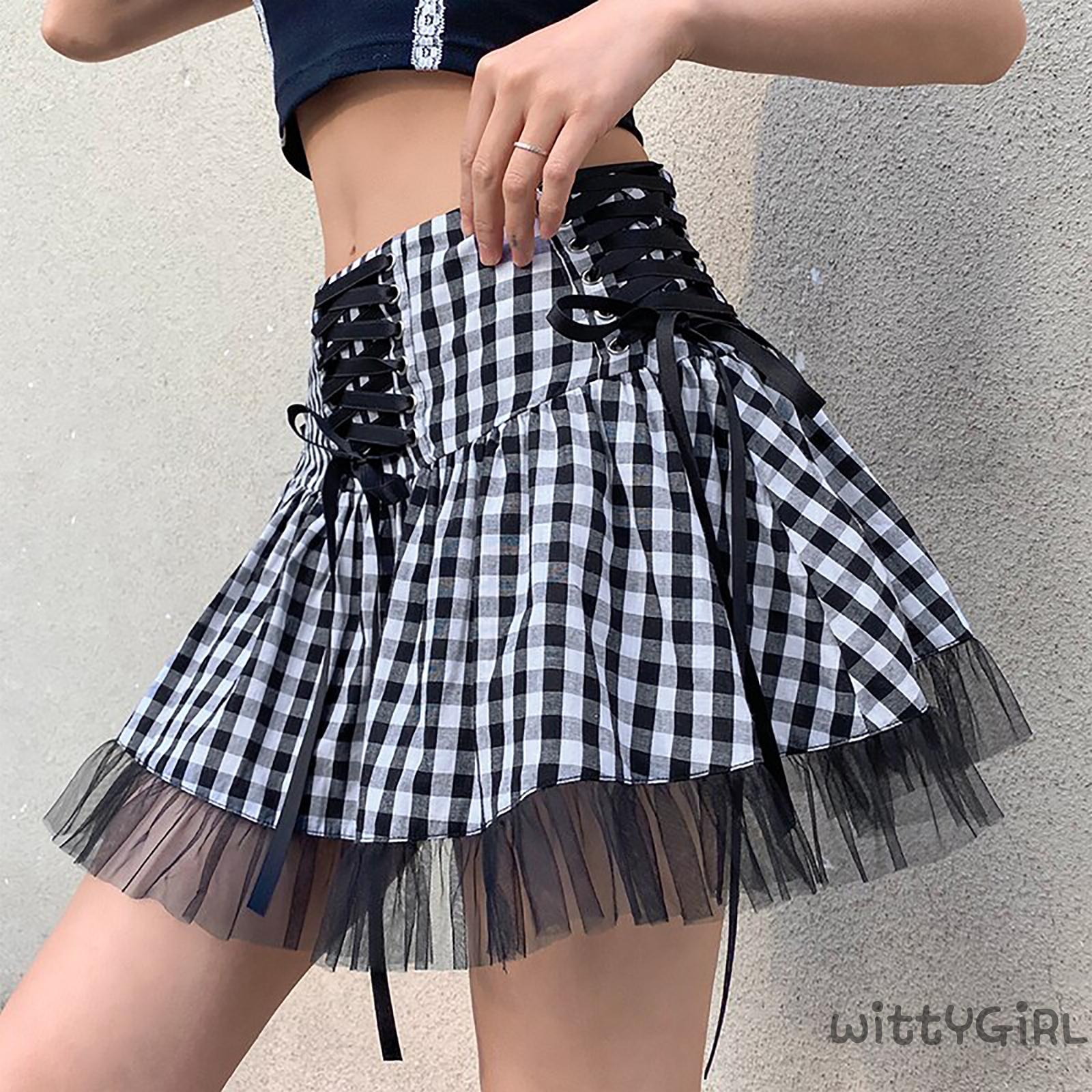 Chân váy lưng cao phối lưới kiểu dáng thời trang cho nữ | BigBuy360 - bigbuy360.vn