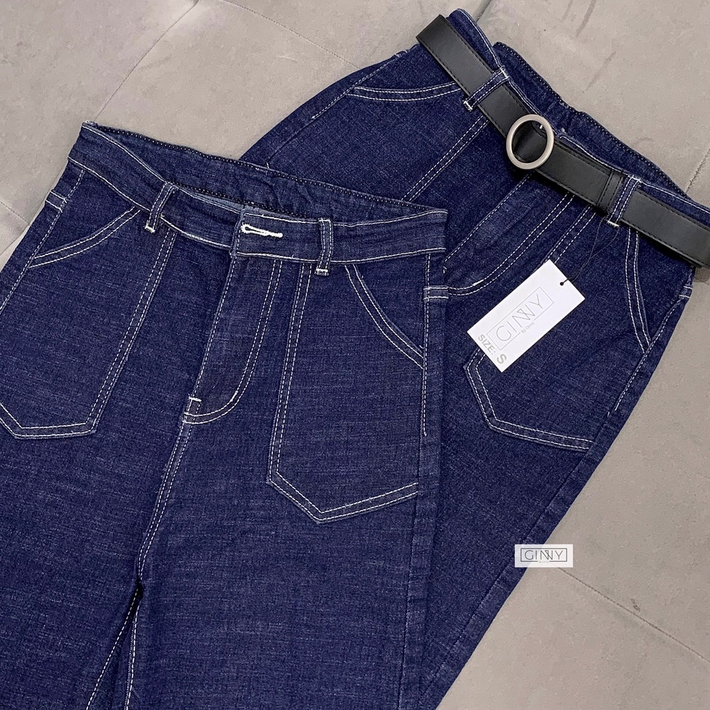 Quần Jean Ống Suông Co Giãn KHA043 GINNY | Thời Trang Nữ Dạo Xinh Xuống Phố Dạo | HotTrend | GinHouseShop