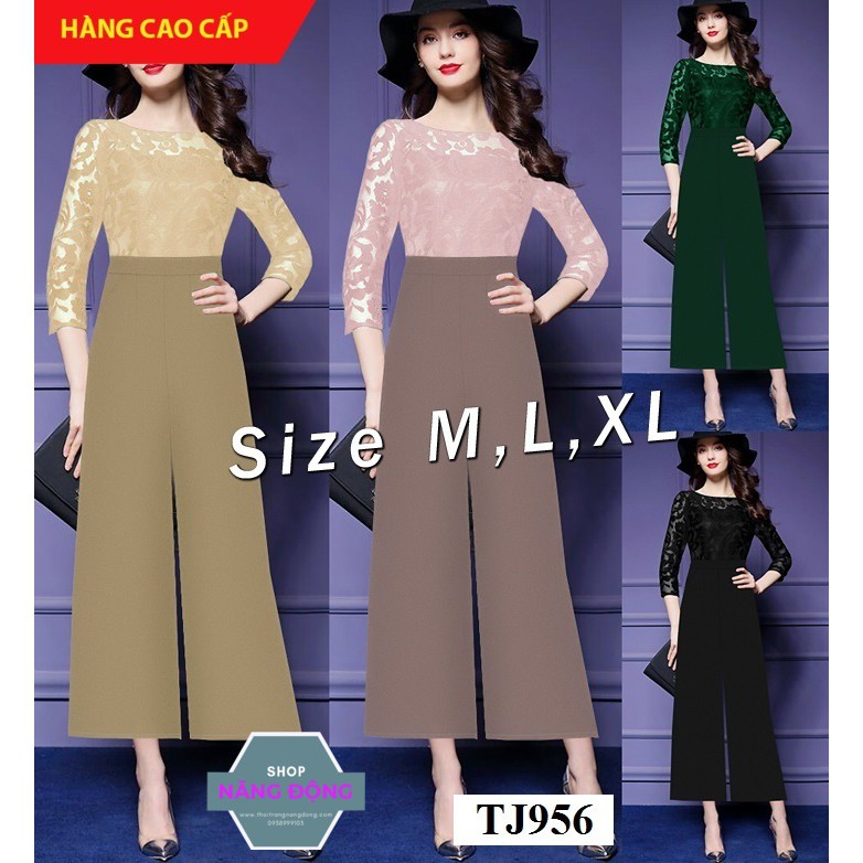 Jump 💕FREESHIP💕Giảm 45k Khi Mua Đơn Từ 500k - Jum dài ống suông phối ren hoa 3D xinh xắn TJ956