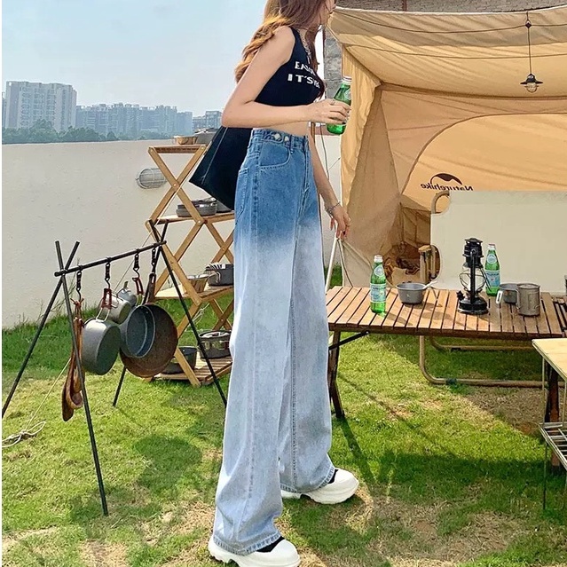 Quần Jeans Nữ Ống Suông - Quần Bò Nữ Ống Rộng Loang Màu Cá Tính Senorita