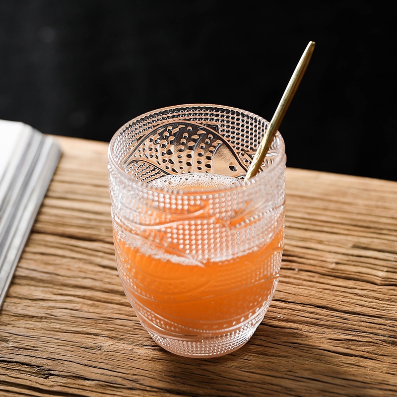 Ly thủy tinh họa tiết cá độc đáo, cốc chịu nhiệt cao cấp, ly uống nước, cafe, sinh tố, dung tích 335ml, 420ml - maydecor