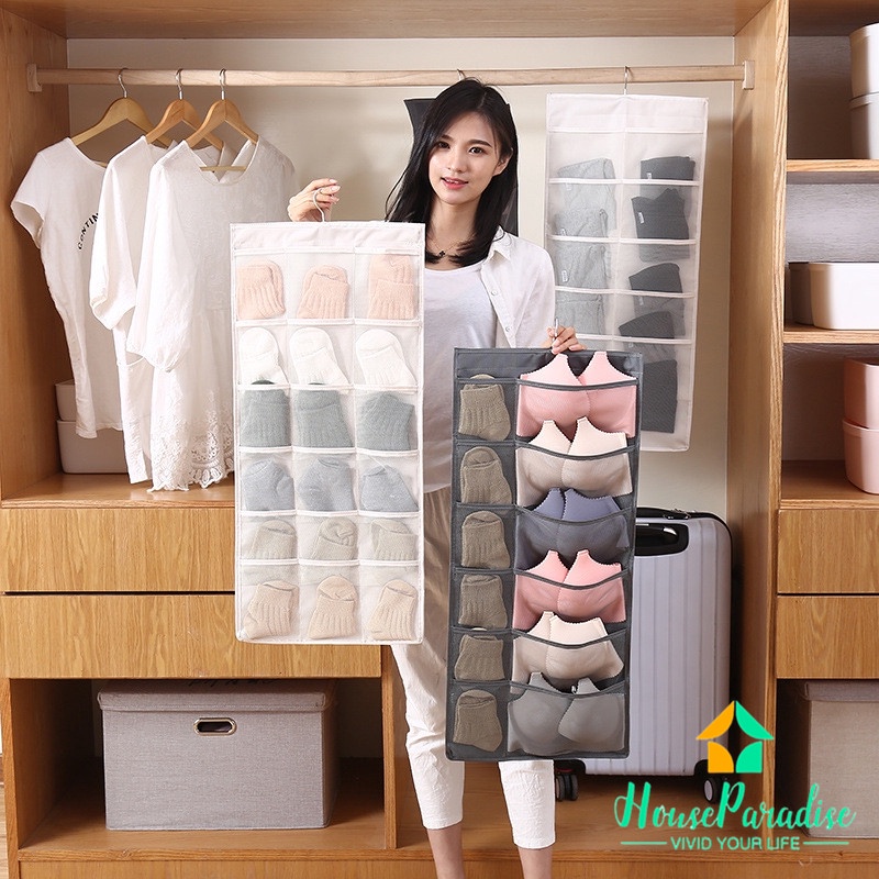 Túi Đựng Đồ Lót Hai Mặt Treo Tường Sắp Xếp Gọn Gàng Tiện Lợi