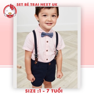 Set sơmi + quần short + nơ + dây đai next - hàng xuất anh xịn
