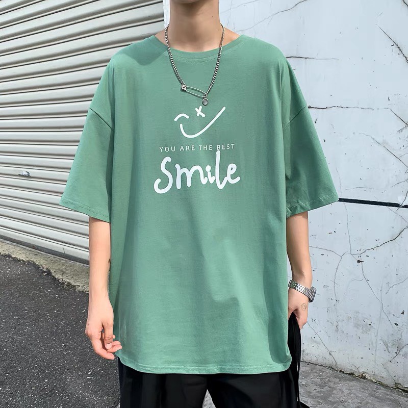 ÁO THUN, ÁO PHÔNG NAM NỮ SMILE TAY LỠ FORM RỘNG 4 MÀU XANH ĐEN TRẮNG XÁM THẬT PHONG CÁCH