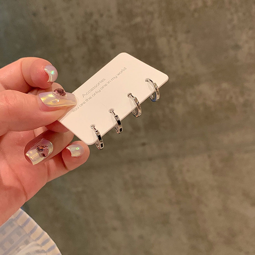 1 Đôi Bông Tai Tròn Mạ Bạc 925 Phong Cách Punk Thời Trang Dành Cho Nữ