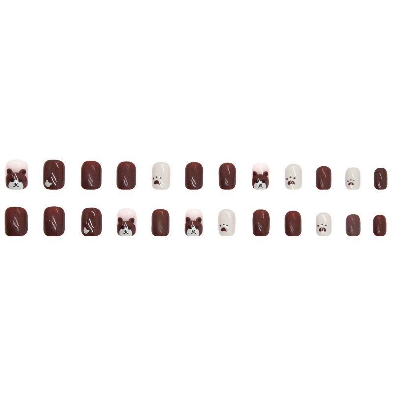Hộp 24 Móng Tay Giả Hình Gấu Nâu Dễ Thương R634