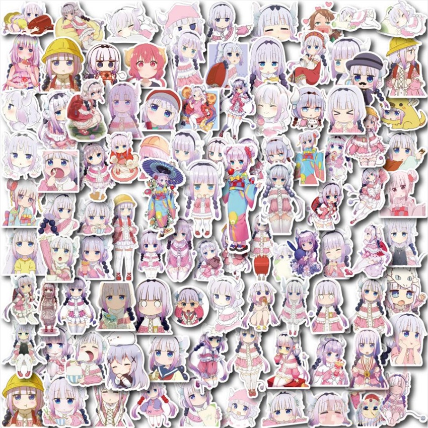 Bộ 90 Cái ☆ Hình Dán Mini Hình Rồng Hầu Gái Của Miss Kobayashi ☆ Sticker Dán Tường Chống Thấm Nước Họa Tiết Graffiti Hợp Thời Trang