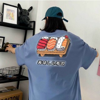 Áo thun tay lỡ HÌNH SUSHI phom to rộng cổ tròn phong cách Unisex Áo phông tay ngắn phong cách Ulzzang Hàn Quốc nam nữ