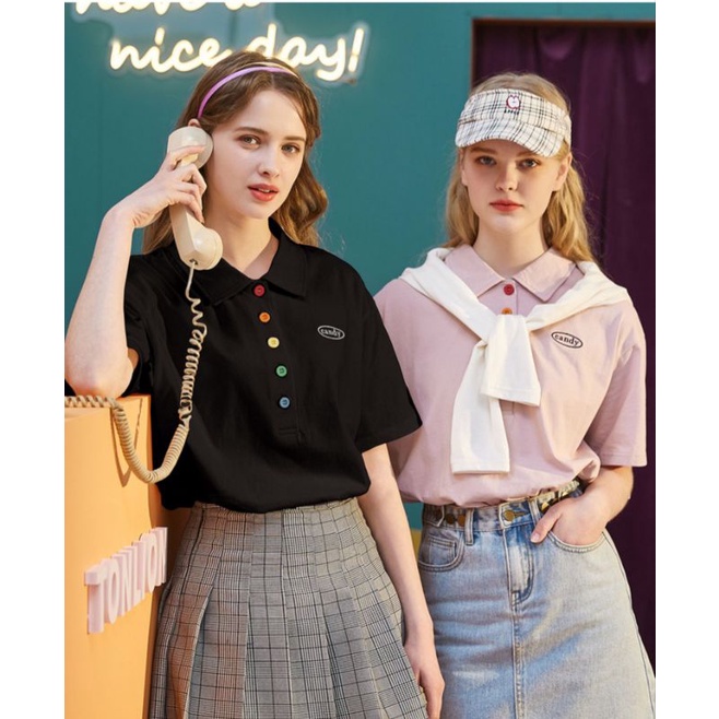 Áo phông nữ cúc sắc màu only