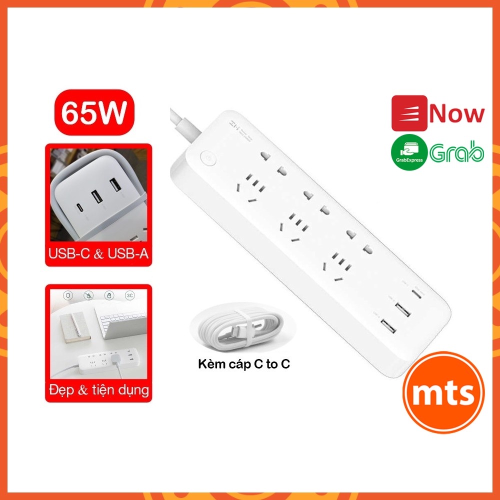 Ổ cắm điện ZMI 6 cổng AC CXP01 tích hợp cổng USB type C sạc nhanh 65W - Minh Tín Shop