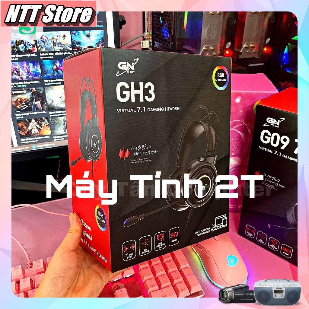 Tai Nghe Gaming Có Dây Chụp Tai Có Mic GNET GH3 Đèn LED 7 Màu - Tai Nghe Nhạc Máy Vi Tính PC Laptop Game Thủ