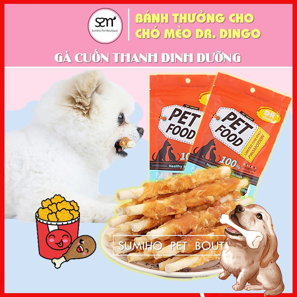 Bánh thưởng cho chó Dr.Dingo (Gà cuộn thanh dinh dưỡng) (100gr/4 cây)